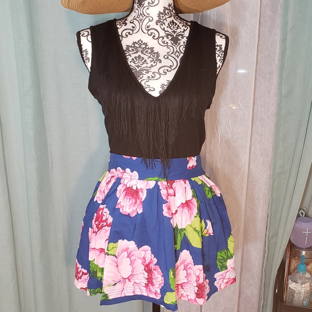 Spring Flare Floral Mini Skirt